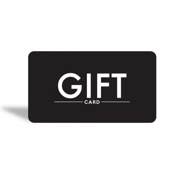 Black gift card with 'GIFT CARD' text on a white background