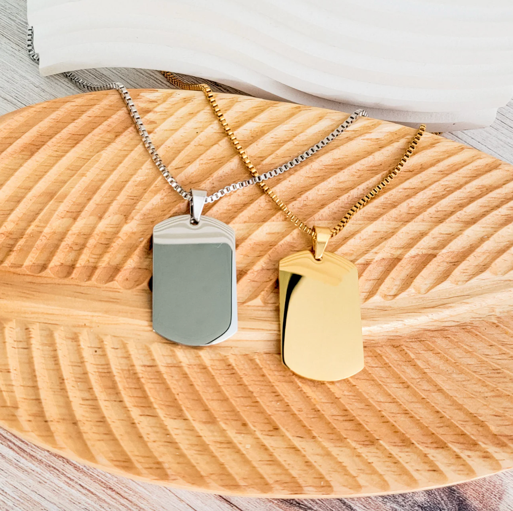 Dog Tag Box Chain Necklace – Bold & Polished