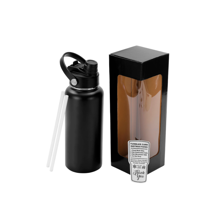 Custom Engraved 32 oz Water Bottle with Dual Sport Lid