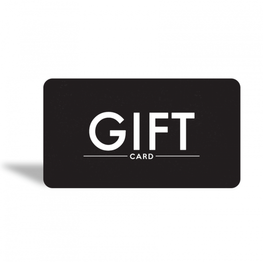 Black gift card with 'GIFT CARD' text on a white background