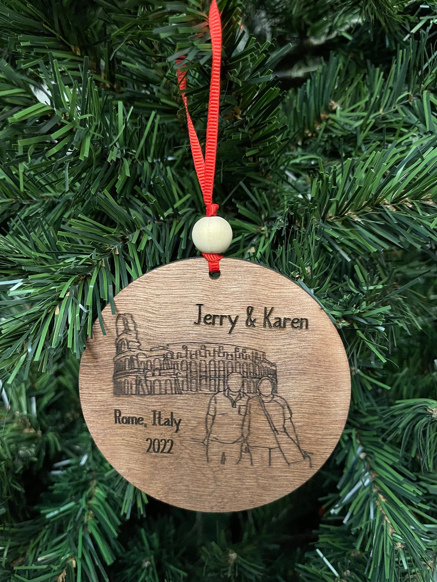 Hand-Drawn Birch Wood Ornament – Personalized Keepsake