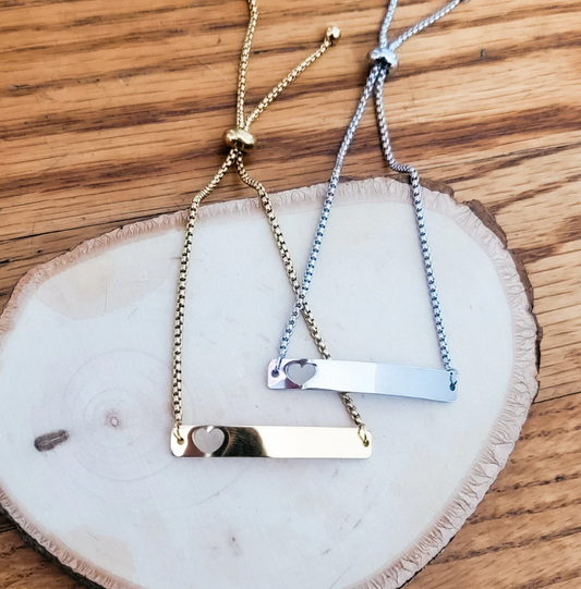 Heart Cutout Bar Bolo Bracelet – Sleek, Adjustable, and Full of Love