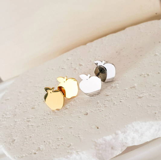 Apple Stud Earrings – Gold or Silver Stainless Steel
