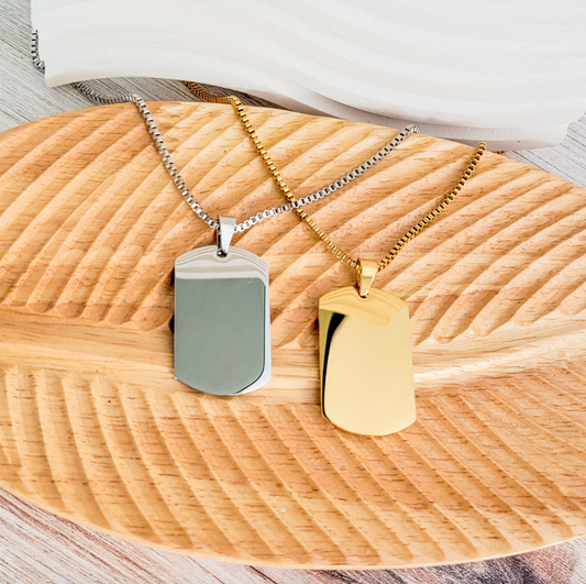 Dog Tag Box Chain Necklace – Bold & Polished